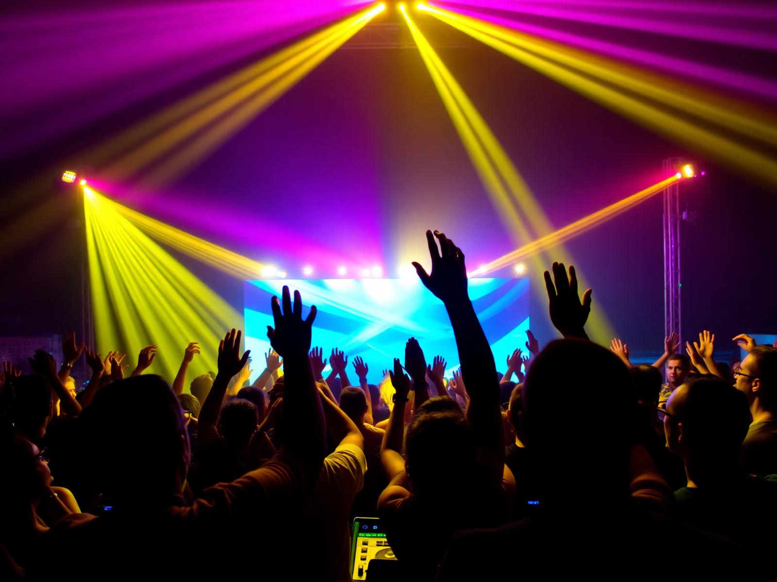 DJ set with colorful lights