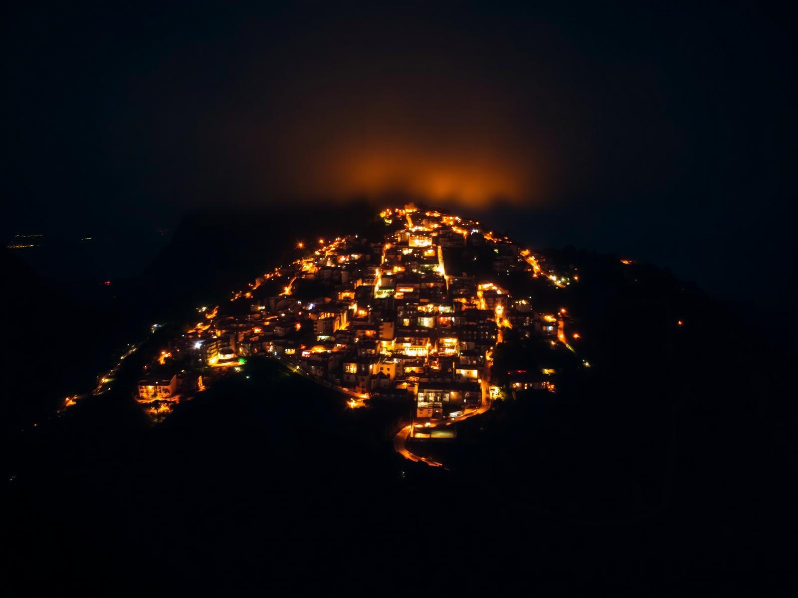 Favela lights at night