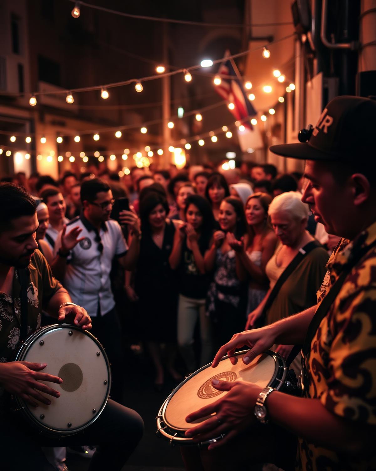 Samba roda with musicians and crowd